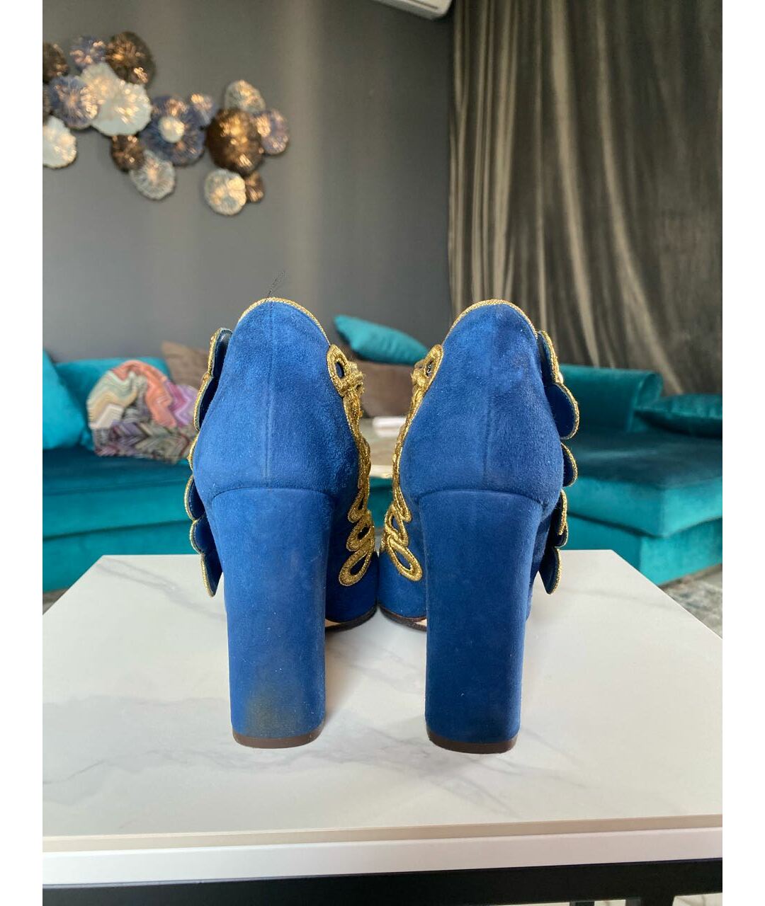 DOLCE&GABBANA Синие замшевые туфли, фото 4