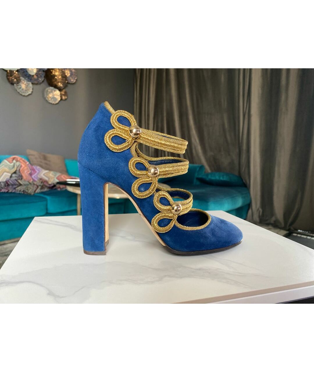 DOLCE&GABBANA Синие замшевые туфли, фото 7