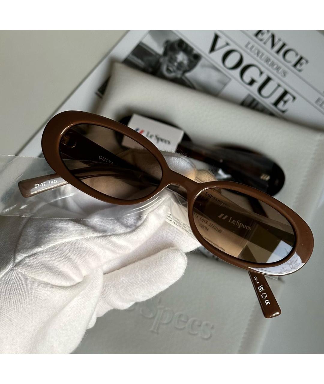 LE SPECS Коричневые пластиковые солнцезащитные очки, фото 2