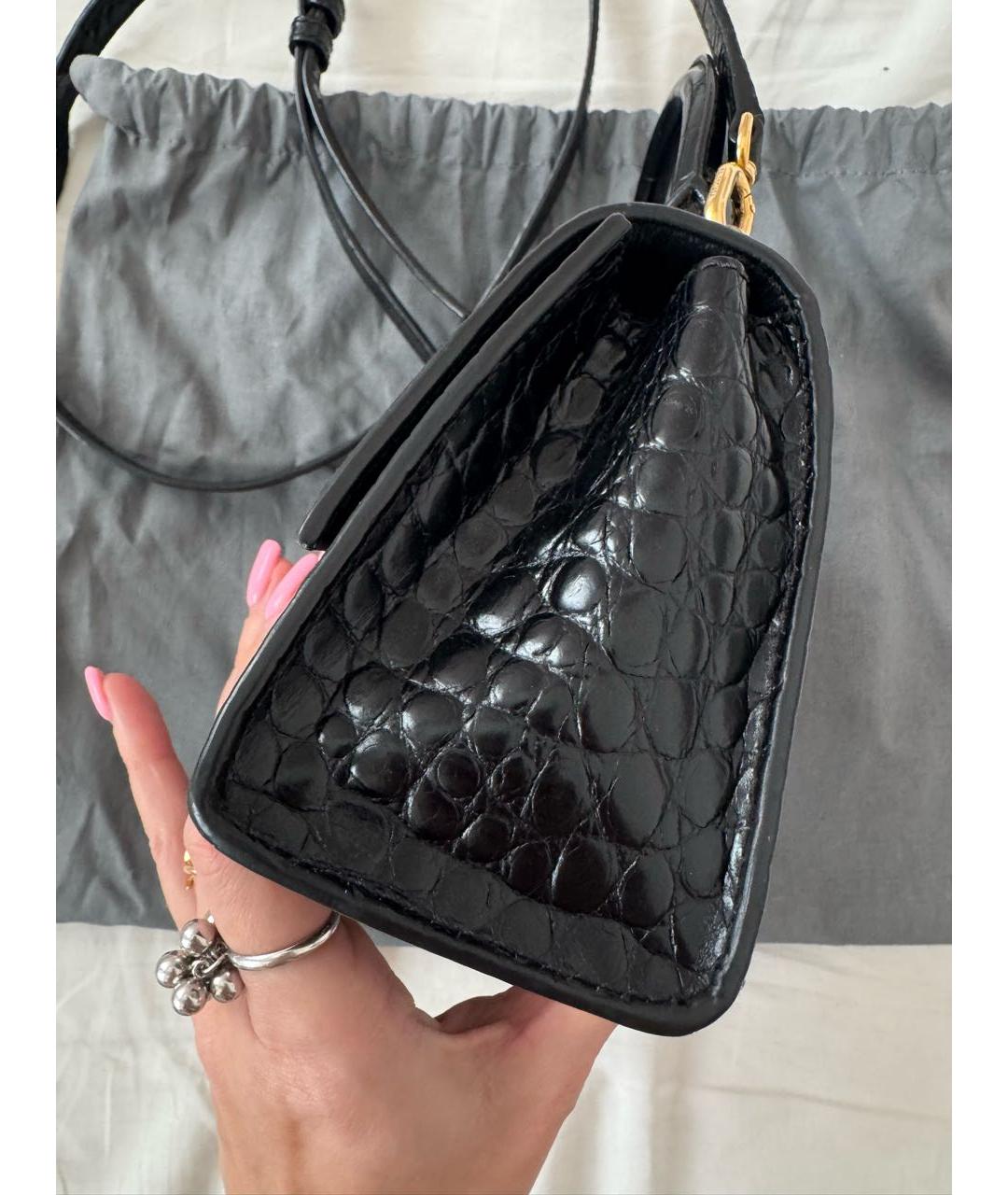 BALENCIAGA Черная сумка с короткими ручками из экзотической кожи, фото 2
