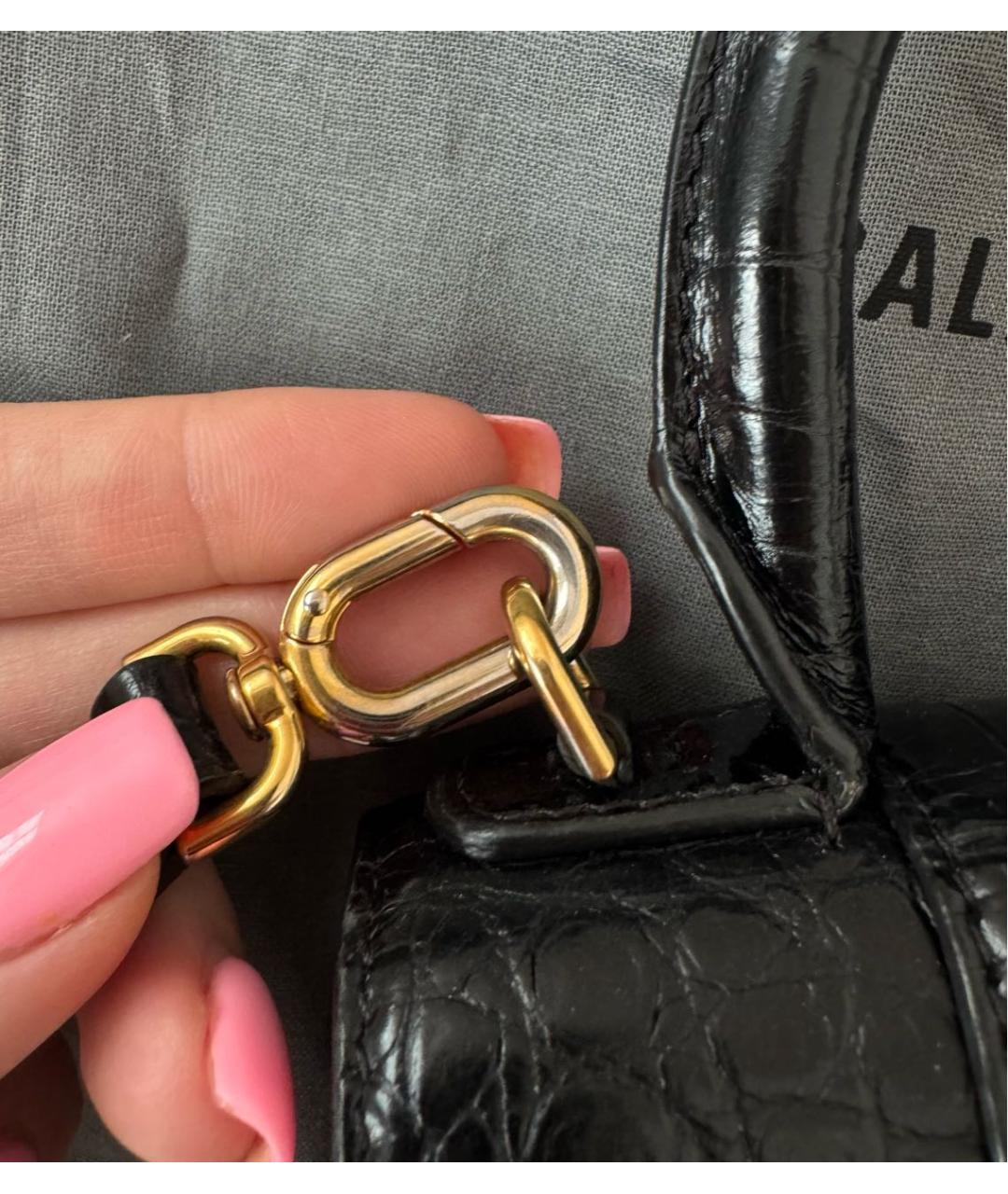 BALENCIAGA Черная сумка с короткими ручками из экзотической кожи, фото 5