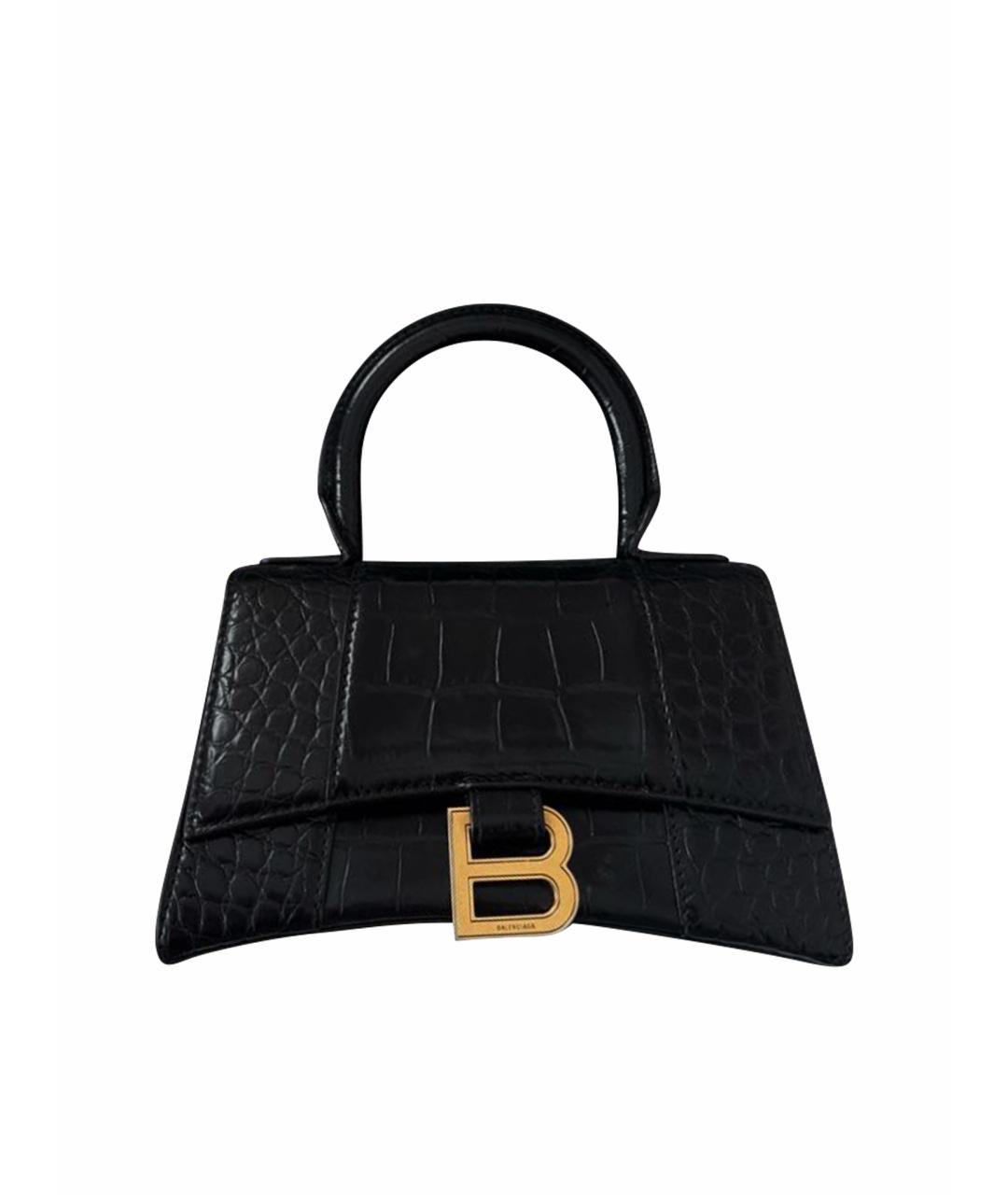 BALENCIAGA Черная сумка с короткими ручками из экзотической кожи, фото 1