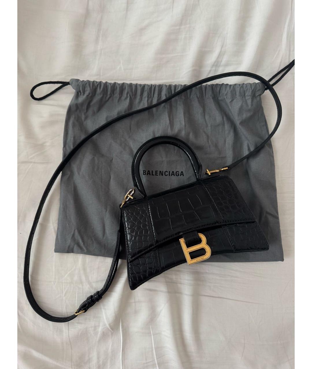 BALENCIAGA Черная сумка с короткими ручками из экзотической кожи, фото 8