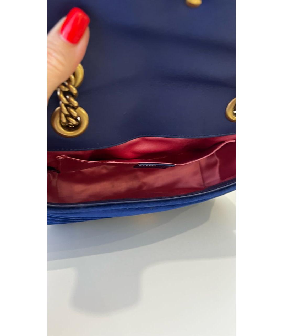 GUCCI Темно-синяя бархатная сумка через плечо, фото 4