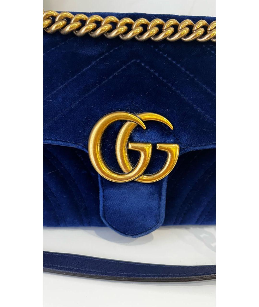 GUCCI Темно-синяя бархатная сумка через плечо, фото 6