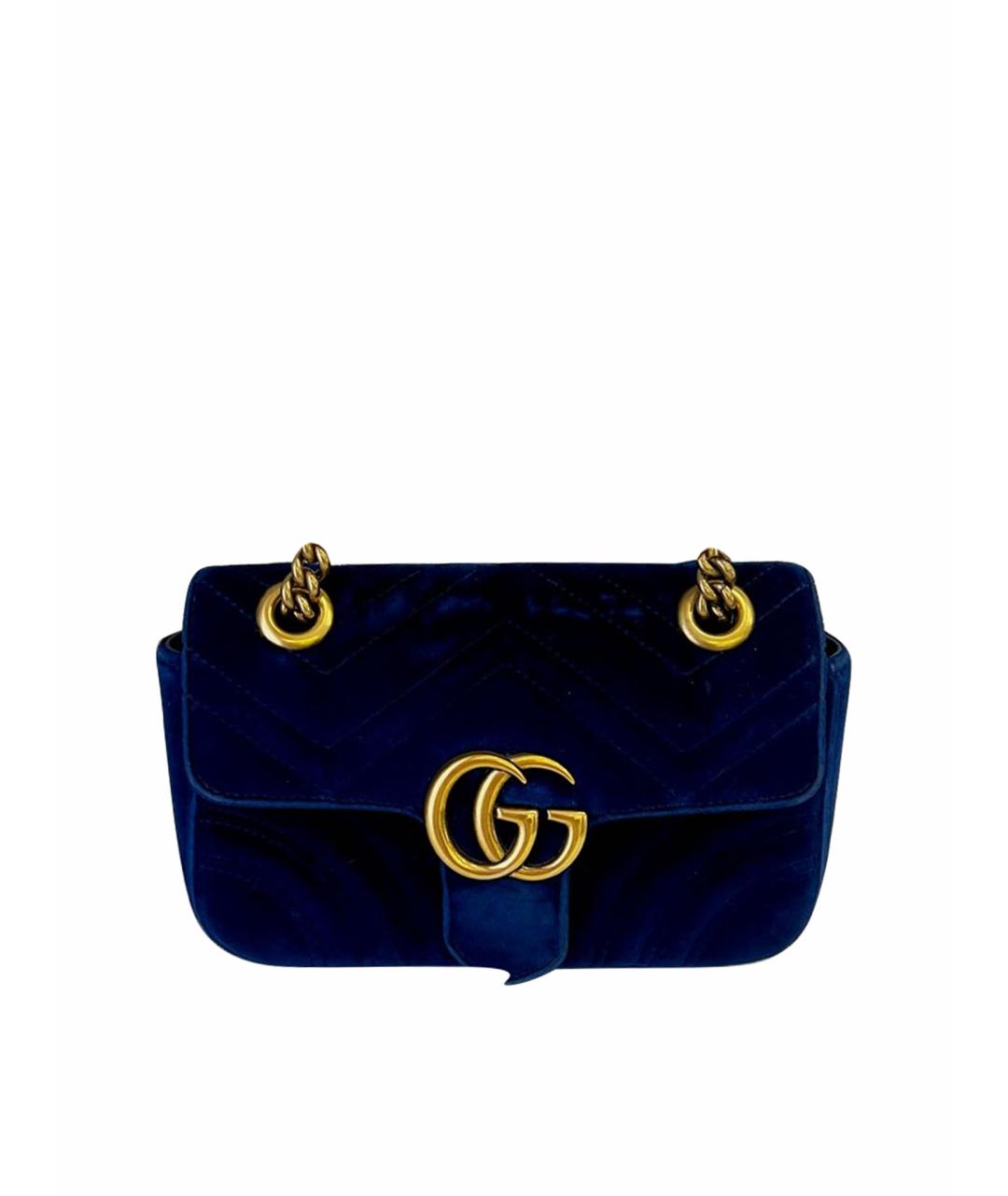 GUCCI Темно-синяя бархатная сумка через плечо, фото 1