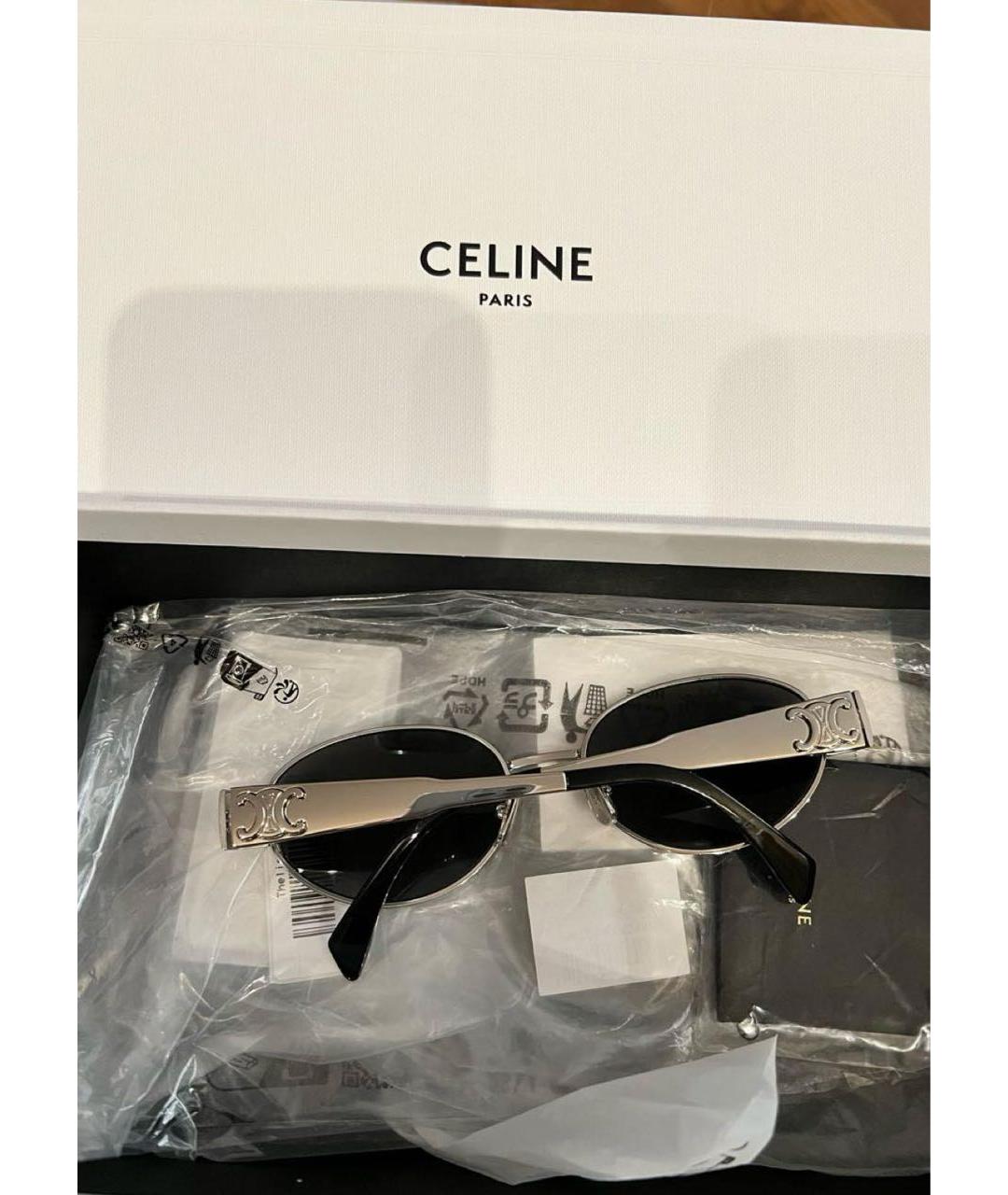 CELINE Серебряные металлические солнцезащитные очки, фото 4