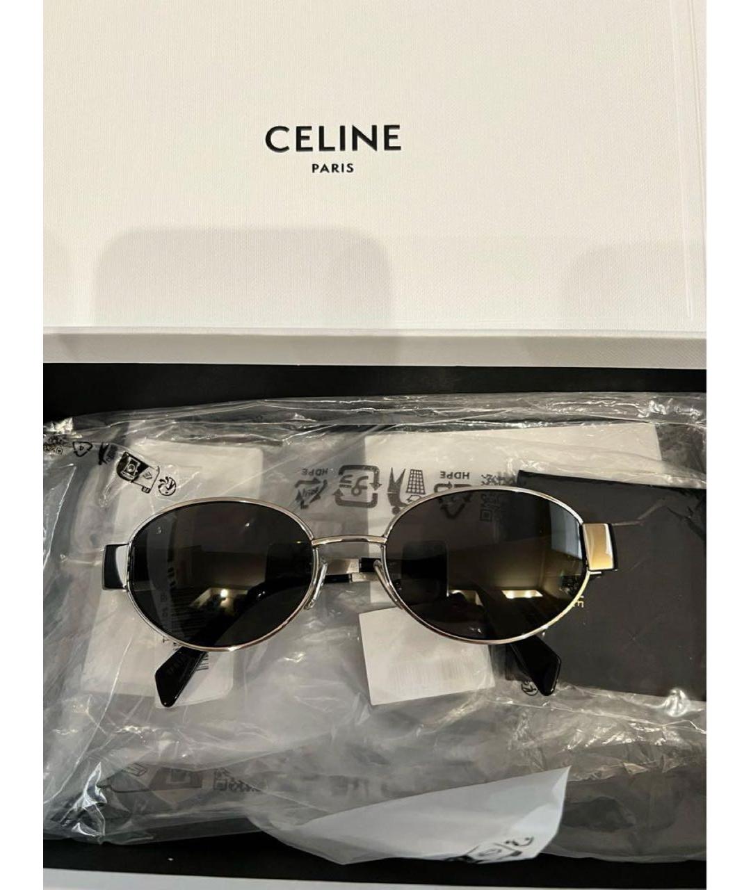 CELINE Серебряные металлические солнцезащитные очки, фото 7