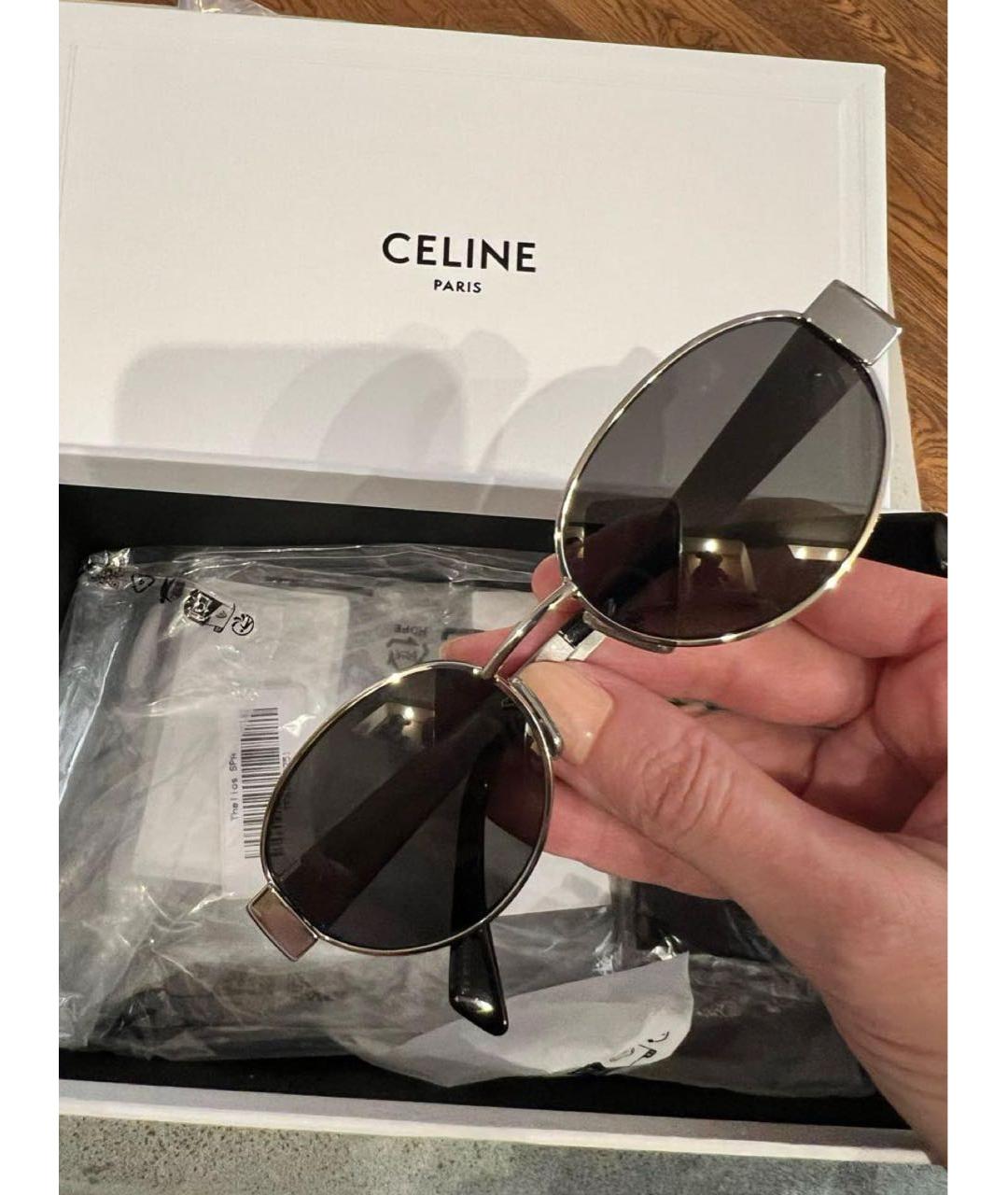CELINE Серебряные металлические солнцезащитные очки, фото 2