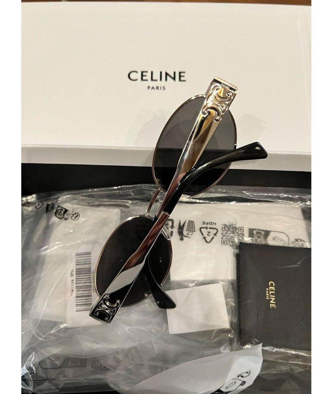 CELINE Серебряные металлические солнцезащитные очки, фото 6