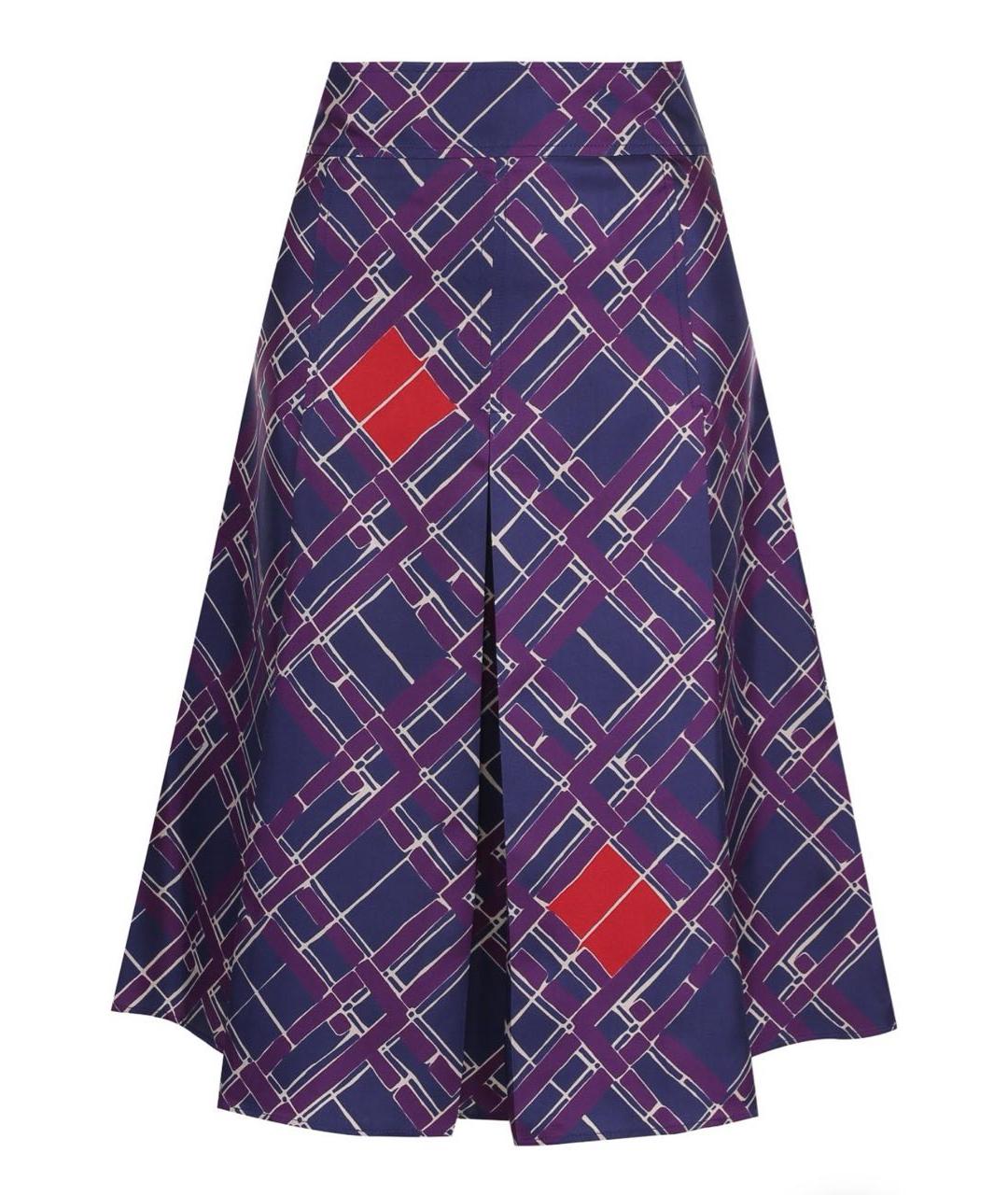 BOTTEGA VENETA Фиолетовая шелковая юбка миди, фото 1