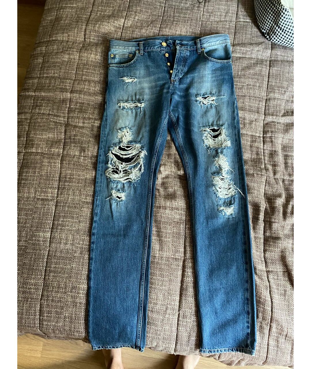ALEXANDER MCQUEEN Синие хлопковые джинсы скинни, фото 8
