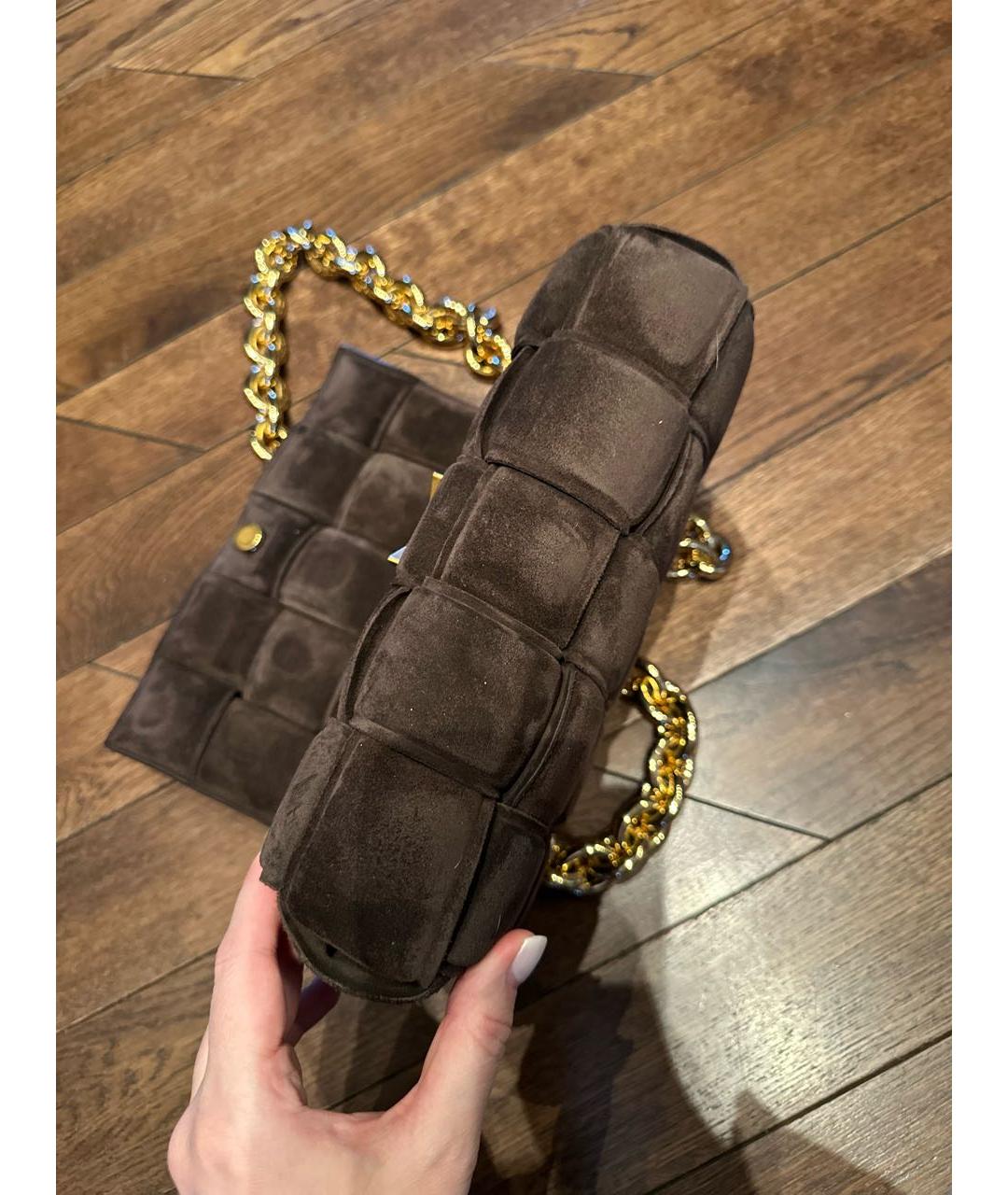 BOTTEGA VENETA Коричневая замшевая сумка через плечо, фото 5