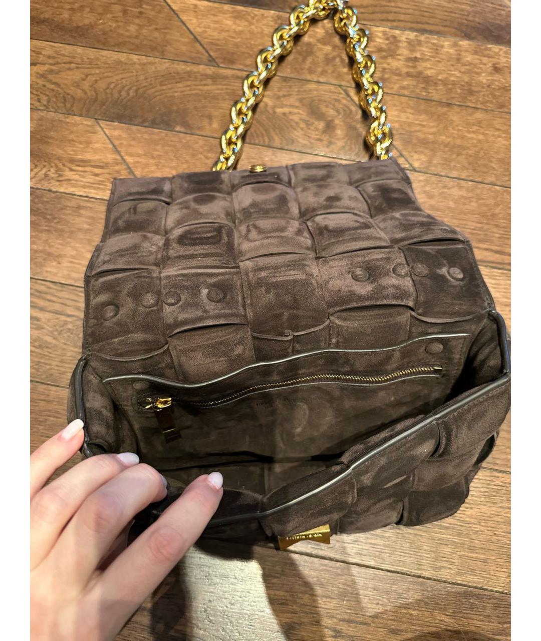 BOTTEGA VENETA Коричневая замшевая сумка через плечо, фото 4