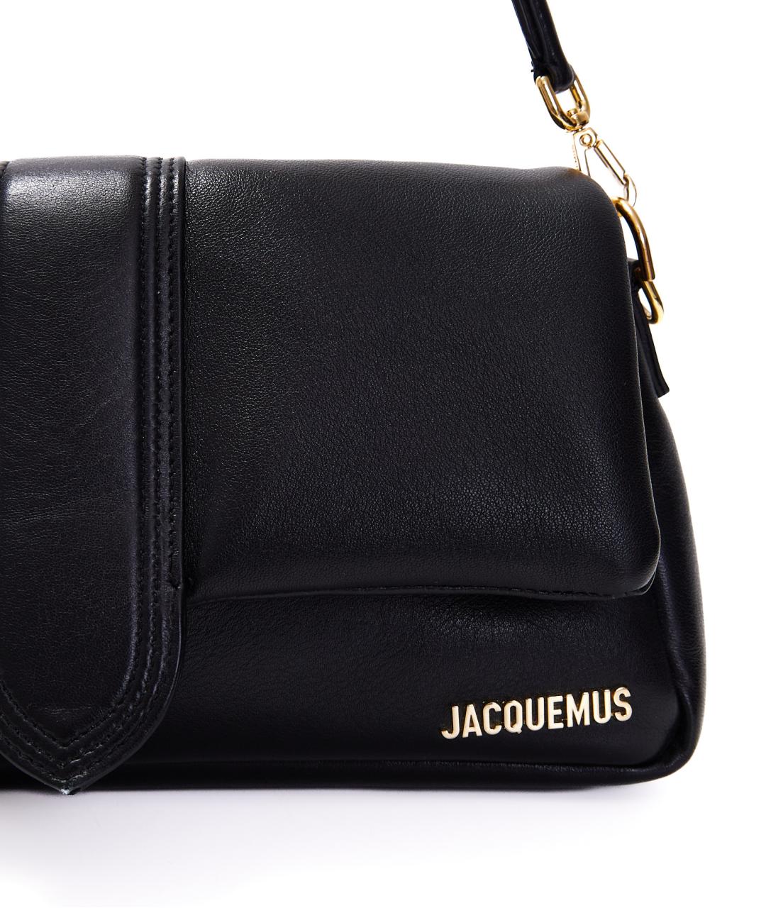 JACQUEMUS Черная кожаная сумка через плечо, фото 3