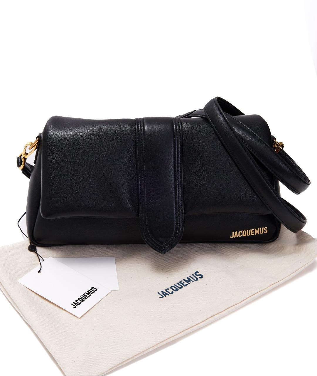 JACQUEMUS Черная кожаная сумка через плечо, фото 5