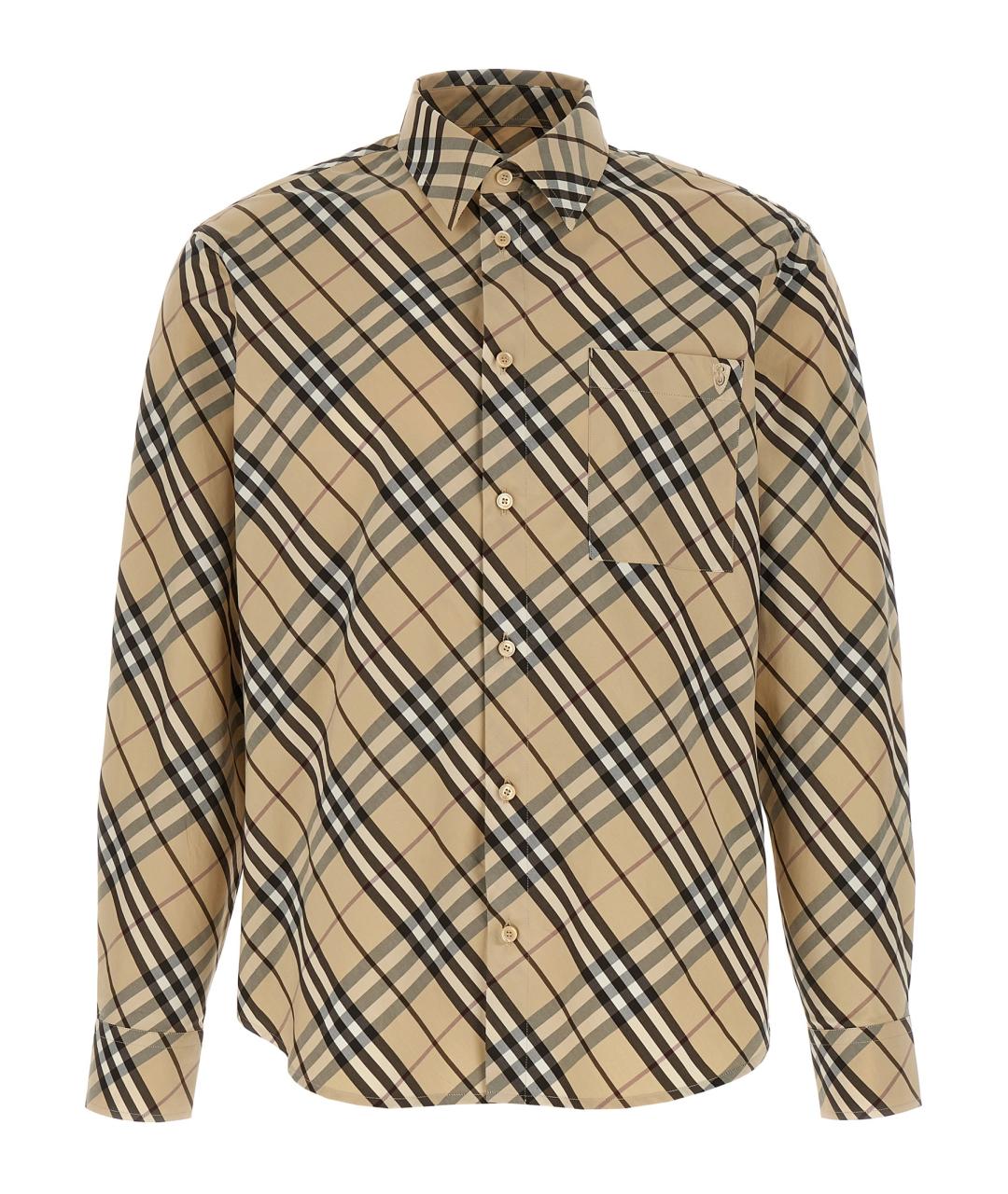 BURBERRY Бежевая хлопковая кэжуал рубашка, фото 1