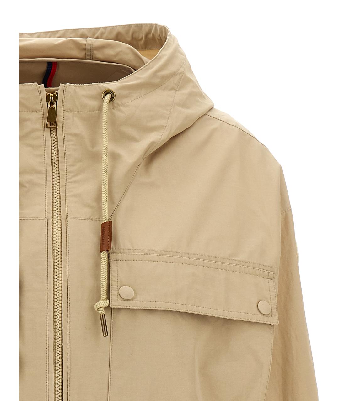 MONCLER Бежевая полиэстеровая куртка, фото 3