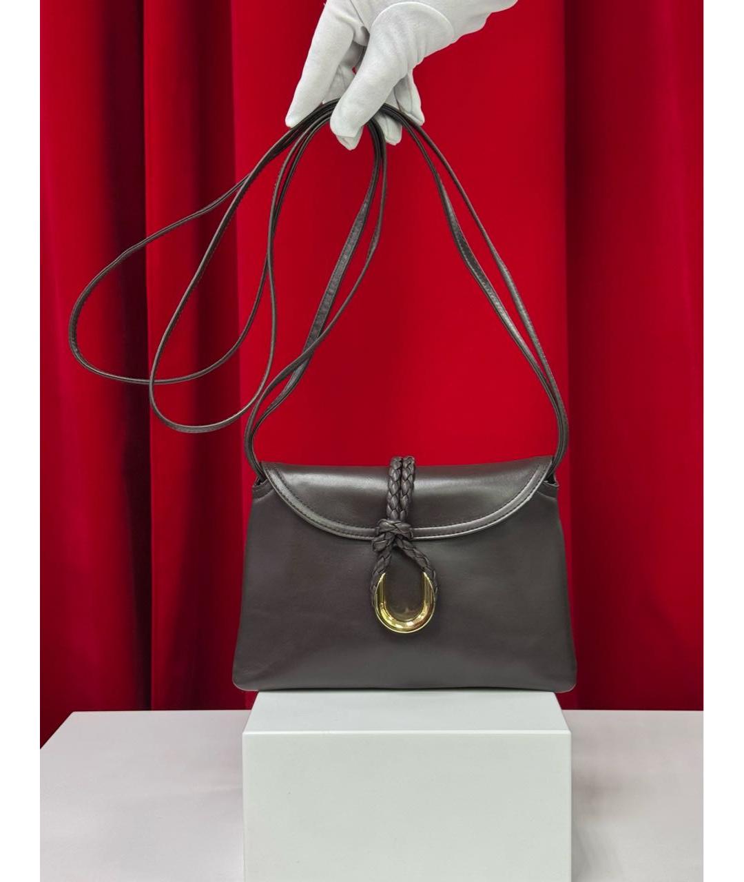 BOTTEGA VENETA Коричневая кожаная сумка через плечо, фото 7