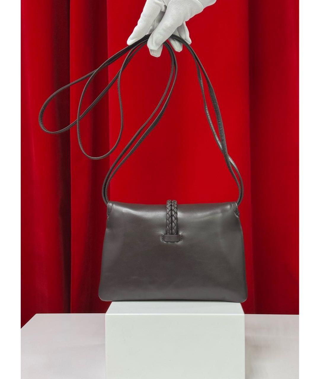 BOTTEGA VENETA Коричневая кожаная сумка через плечо, фото 8