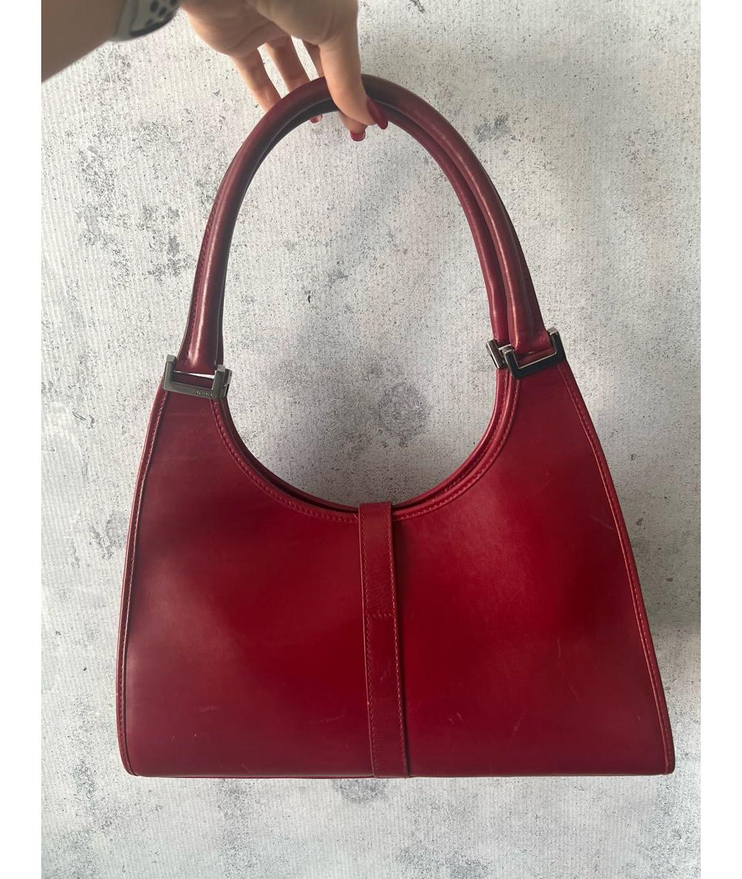 GUCCI Бордовая кожаная сумка с короткими ручками, фото 5