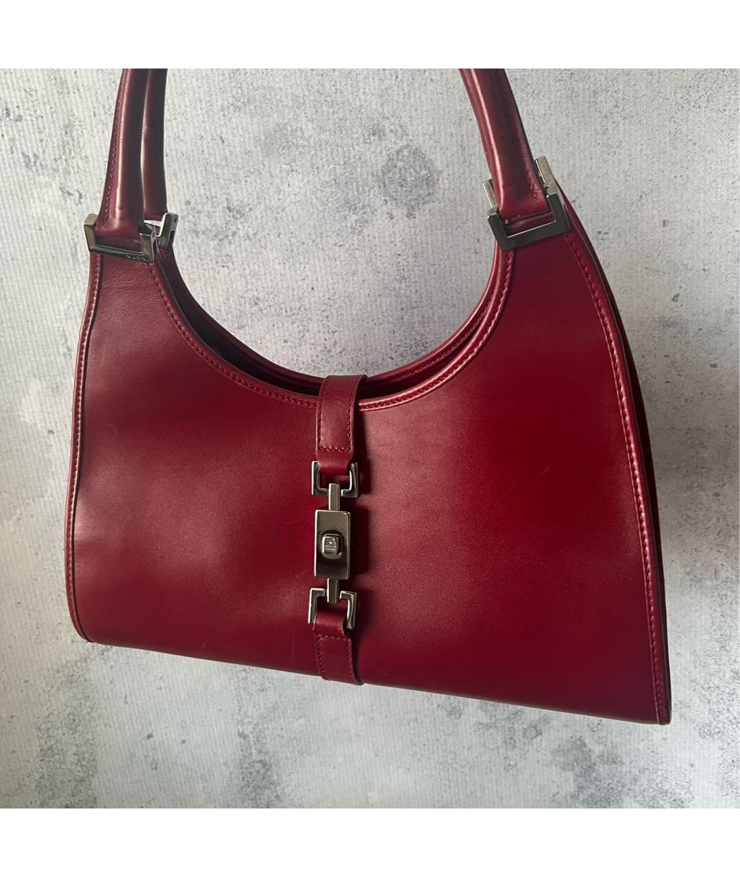 GUCCI Бордовая кожаная сумка с короткими ручками, фото 7