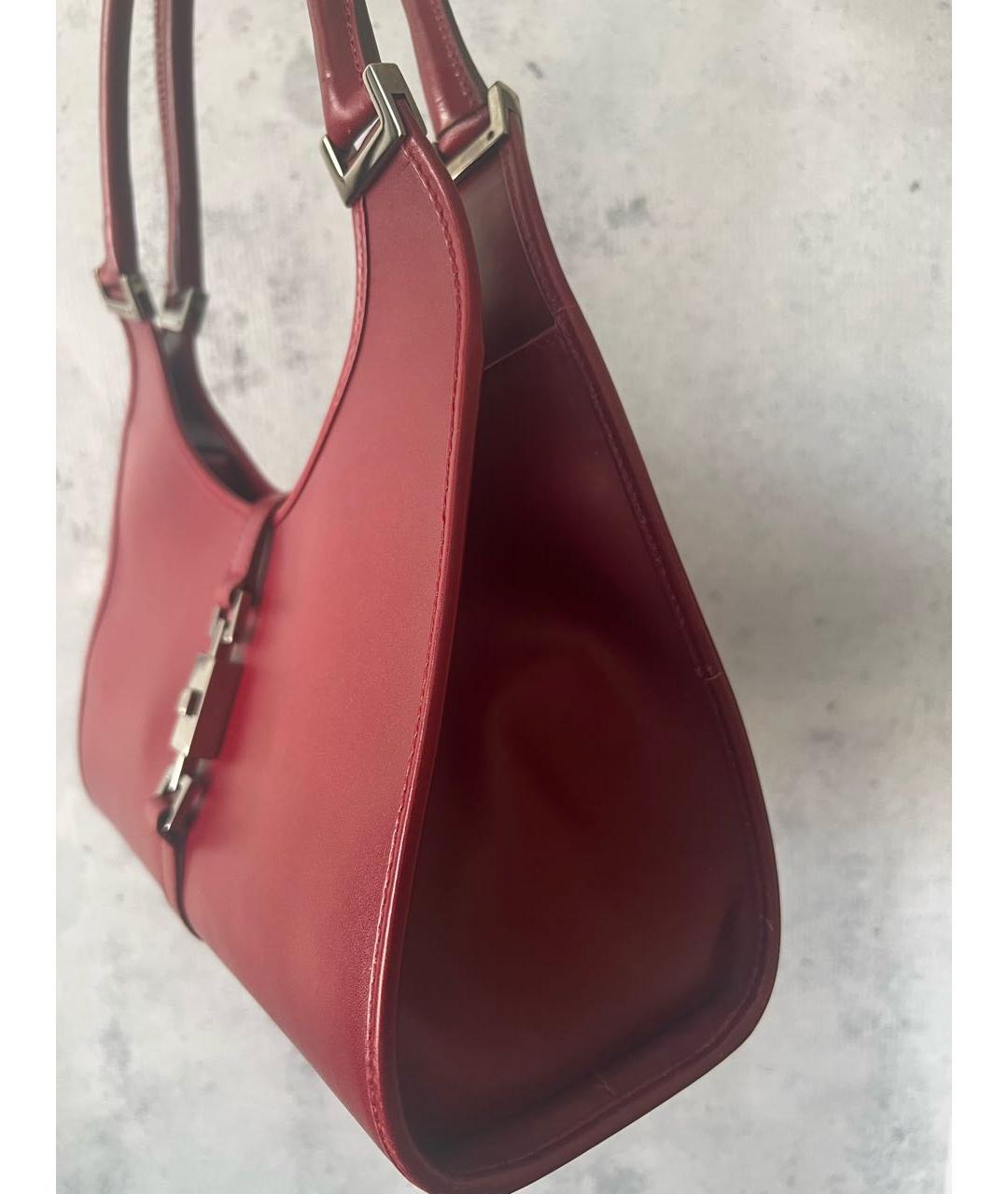 GUCCI Бордовая кожаная сумка с короткими ручками, фото 6