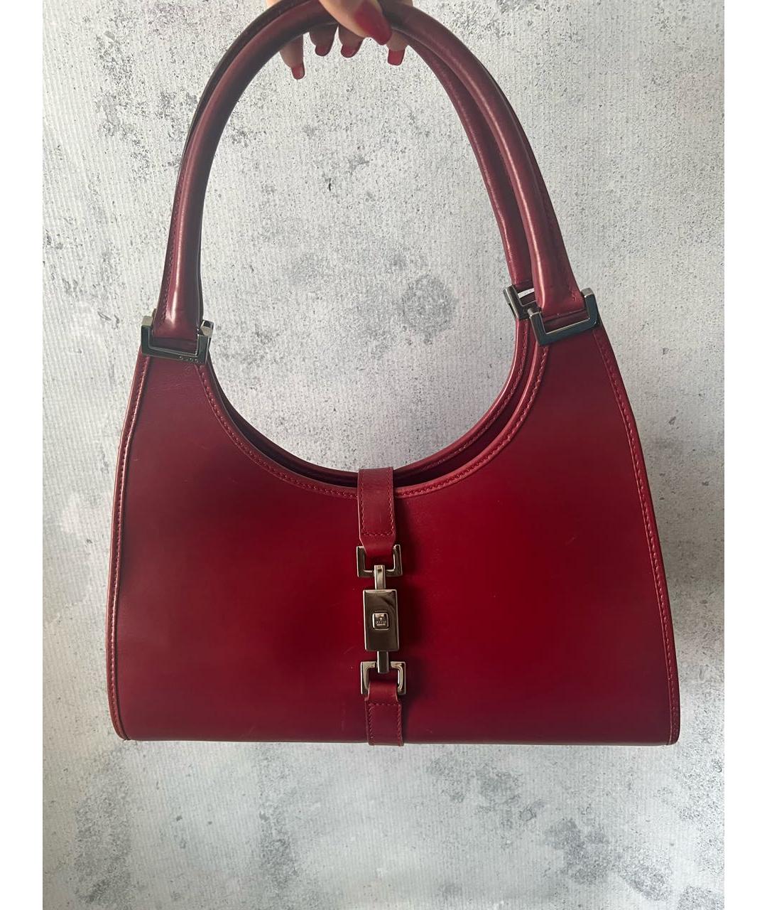 GUCCI Бордовая кожаная сумка с короткими ручками, фото 2