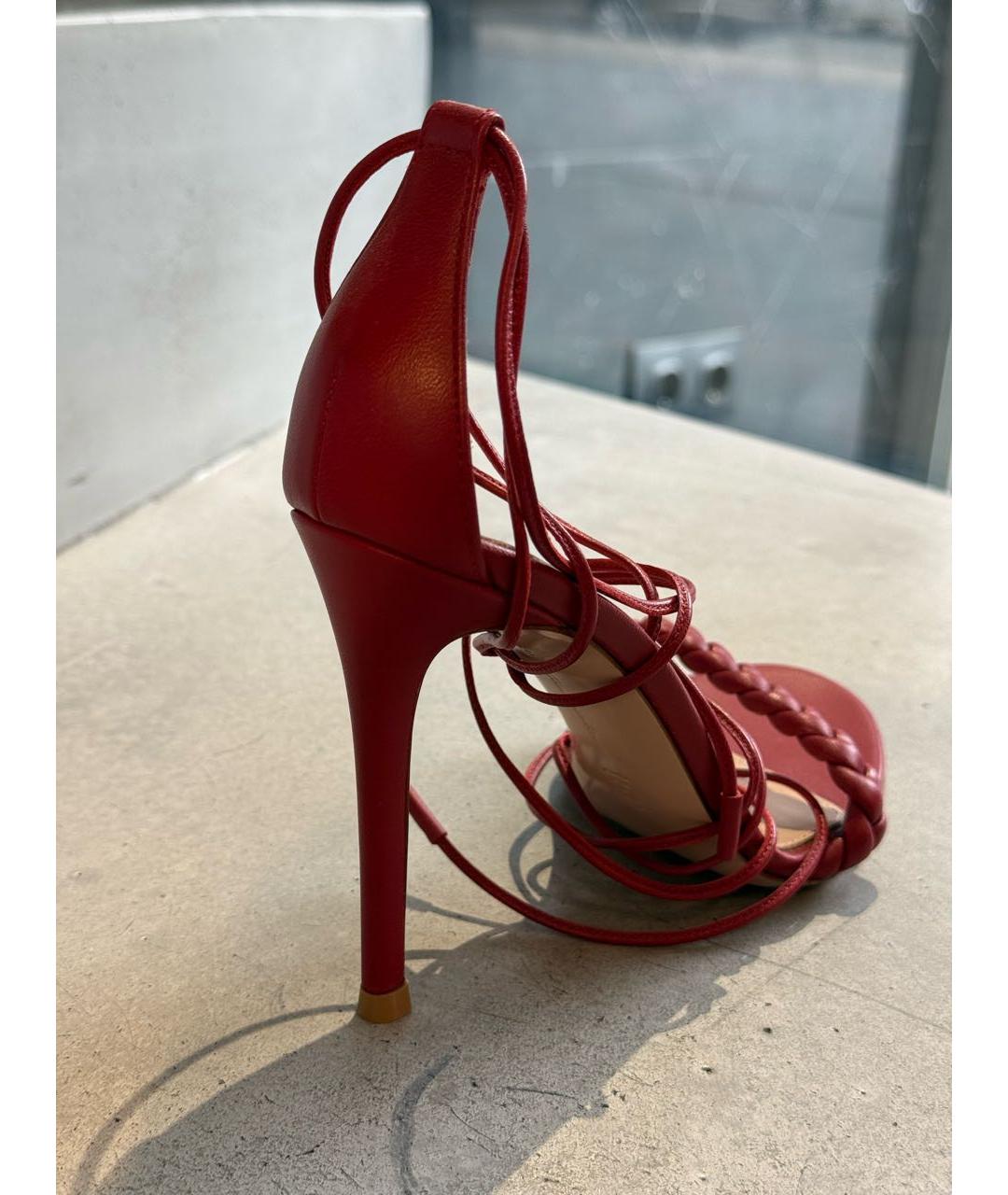GIANVITO ROSSI Красные кожаные босоножки, фото 5