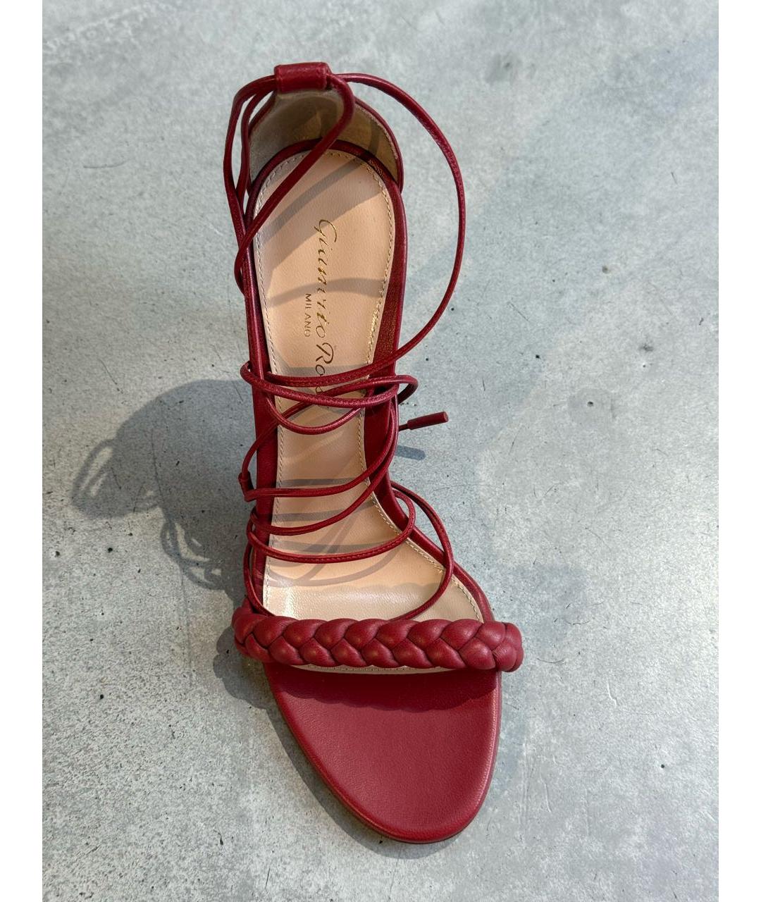GIANVITO ROSSI Красные кожаные босоножки, фото 4