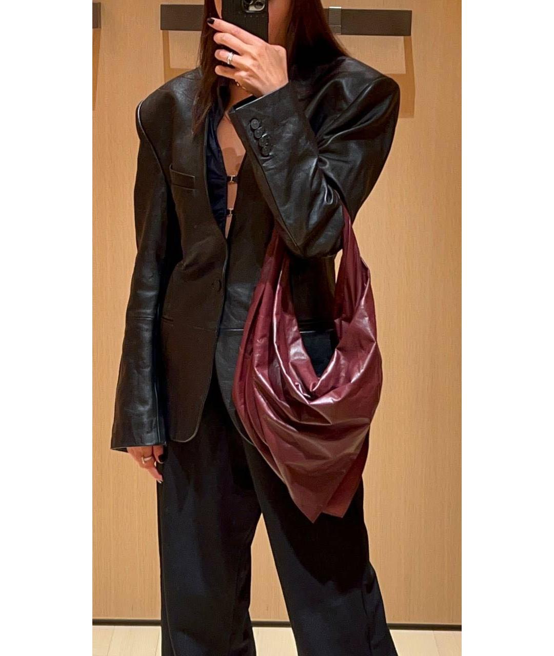 BOTTEGA VENETA Бордовая кожаная сумка с короткими ручками, фото 6