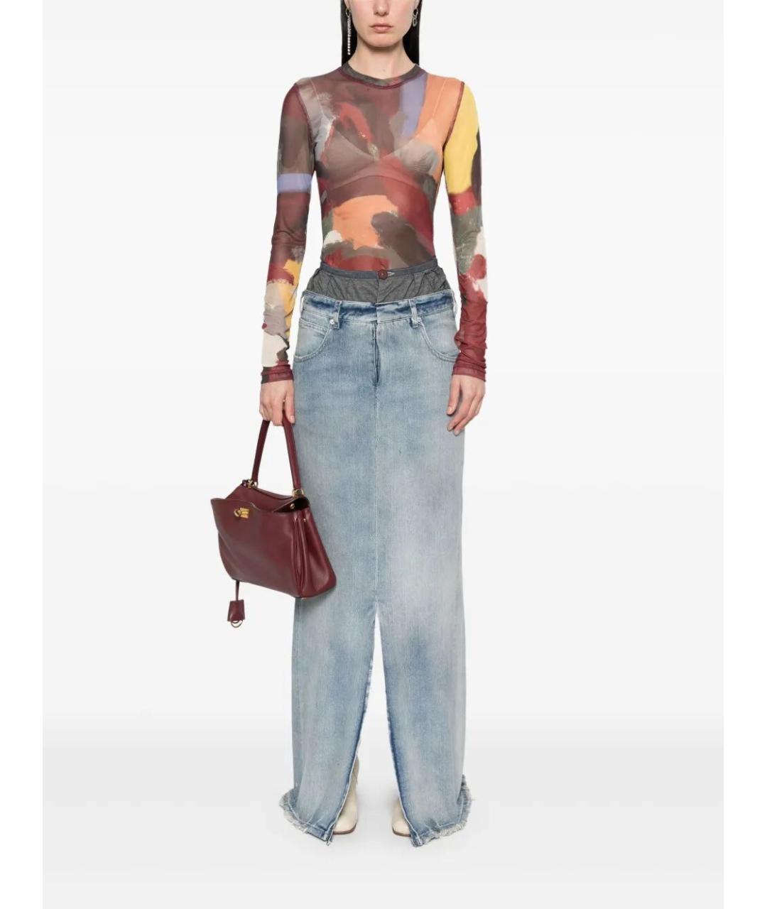 MAISON MARGIELA Голубая хлопковая юбка макси, фото 2