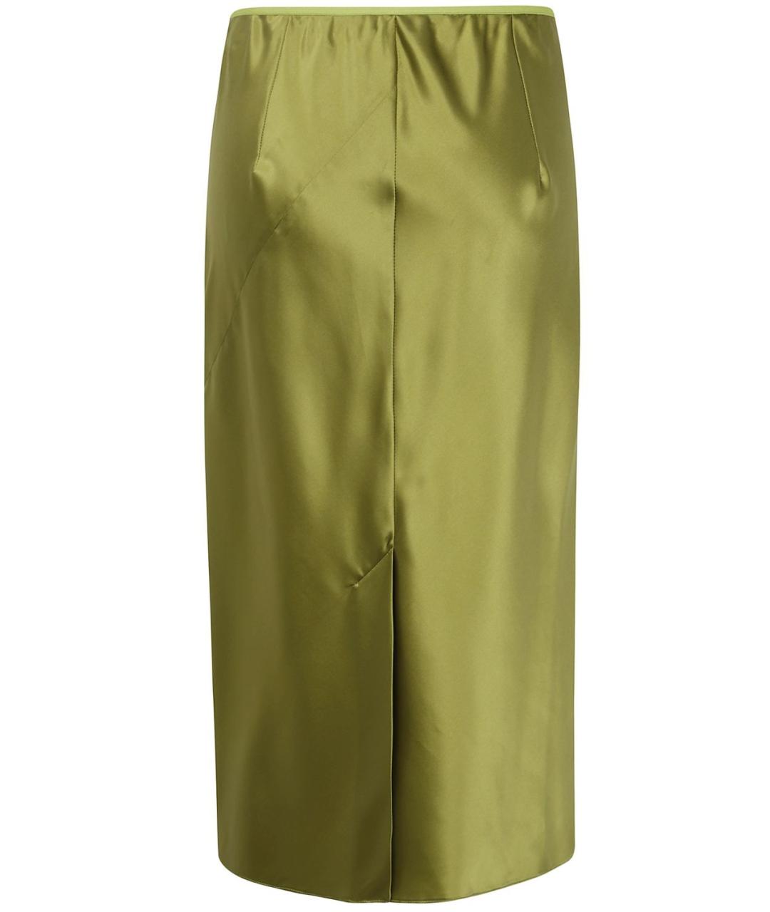 DRIES VAN NOTEN Зеленая шелковая юбка миди, фото 2
