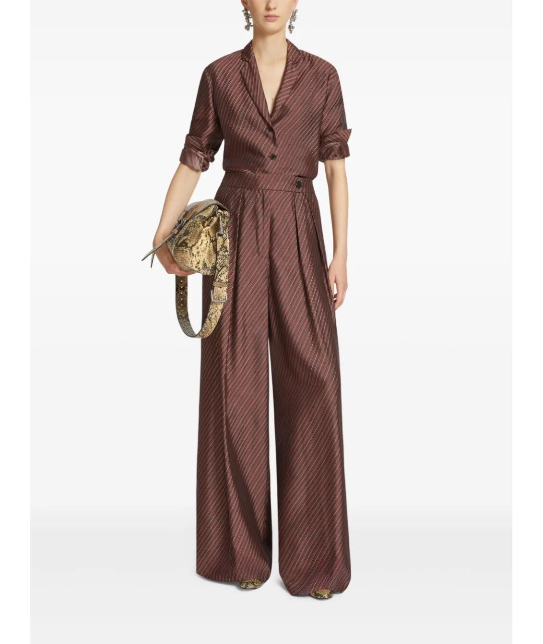 DRIES VAN NOTEN Коричневые хлопковые прямые брюки, фото 2