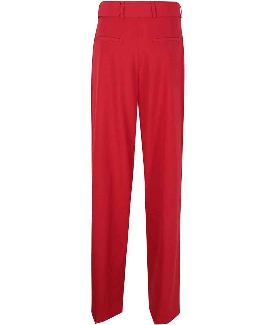DRIES VAN NOTEN Красные шерстяные прямые брюки, фото 2