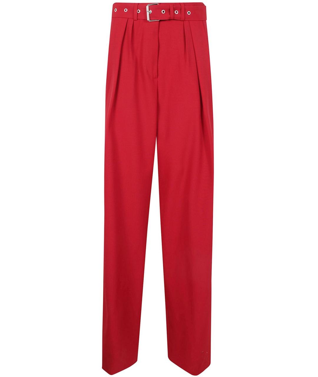 DRIES VAN NOTEN Красные шерстяные прямые брюки, фото 1