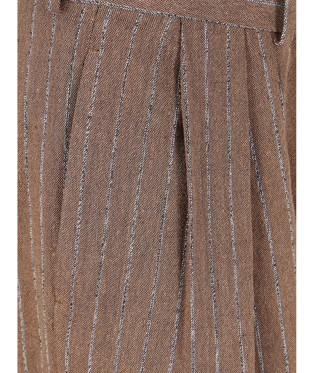 DRIES VAN NOTEN Коричневые полиэстеровые прямые брюки, фото 3