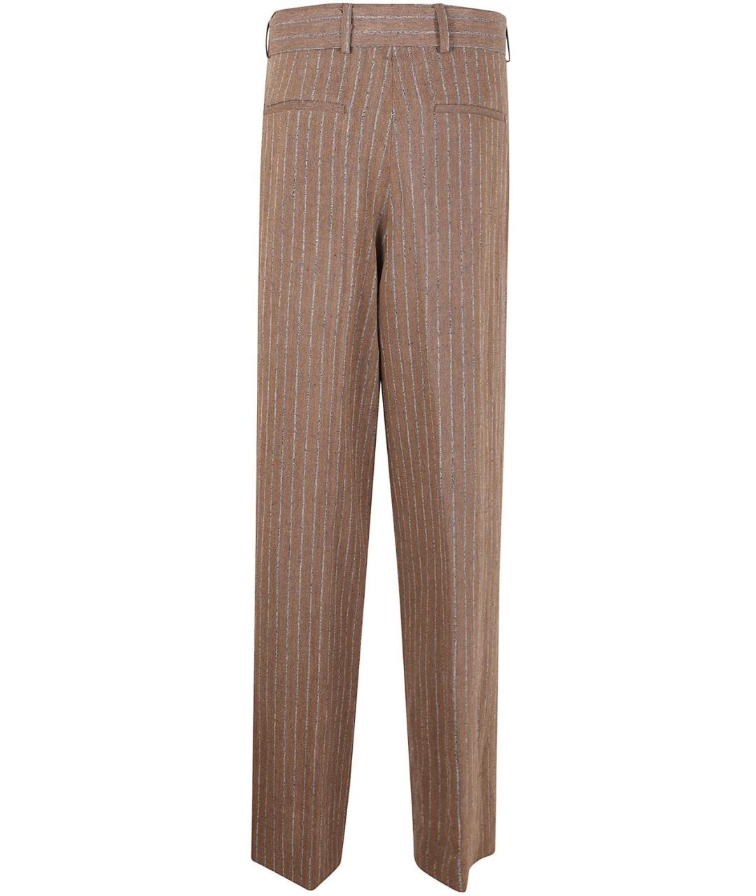 DRIES VAN NOTEN Коричневые полиэстеровые прямые брюки, фото 2