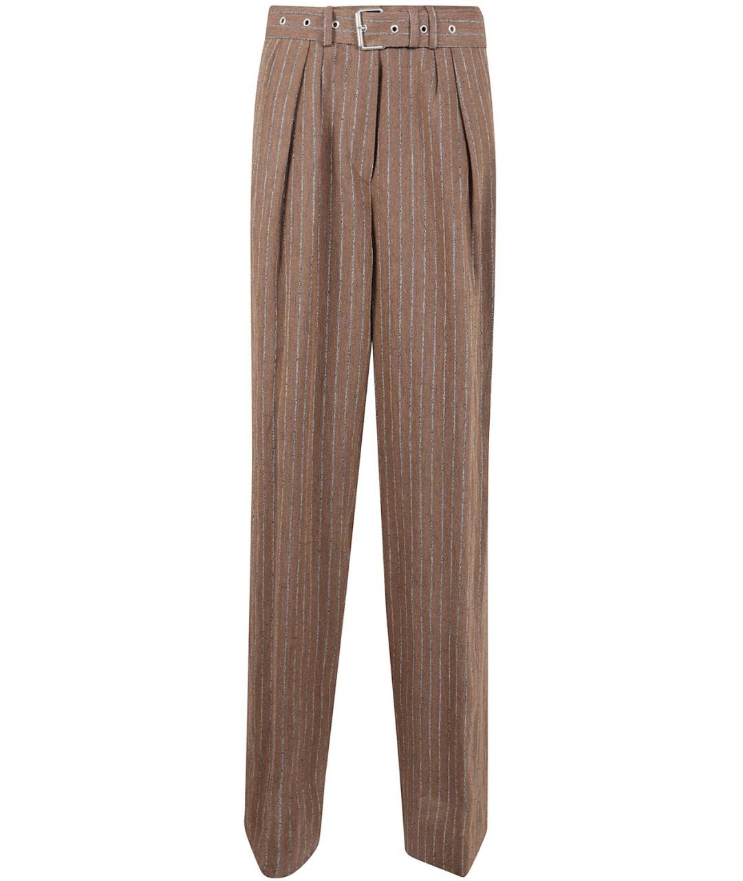 DRIES VAN NOTEN Коричневые полиэстеровые прямые брюки, фото 1