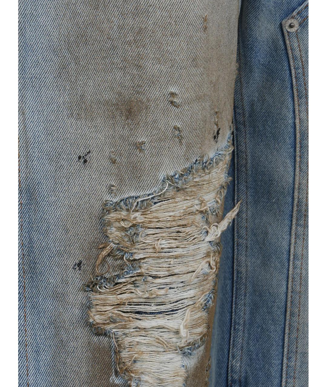 MAISON MARGIELA Синие хлопковые прямые джинсы, фото 3