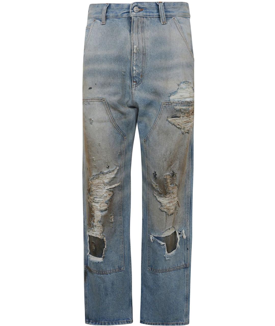 MAISON MARGIELA Синие хлопковые прямые джинсы, фото 1
