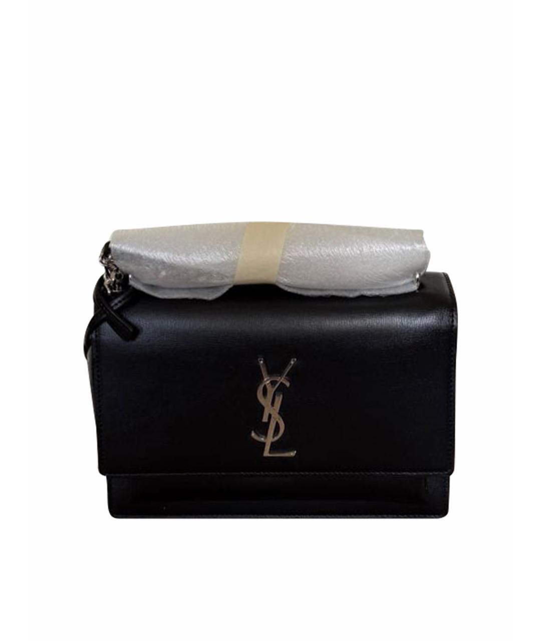 SAINT LAURENT Черная кожаная сумка через плечо, фото 1