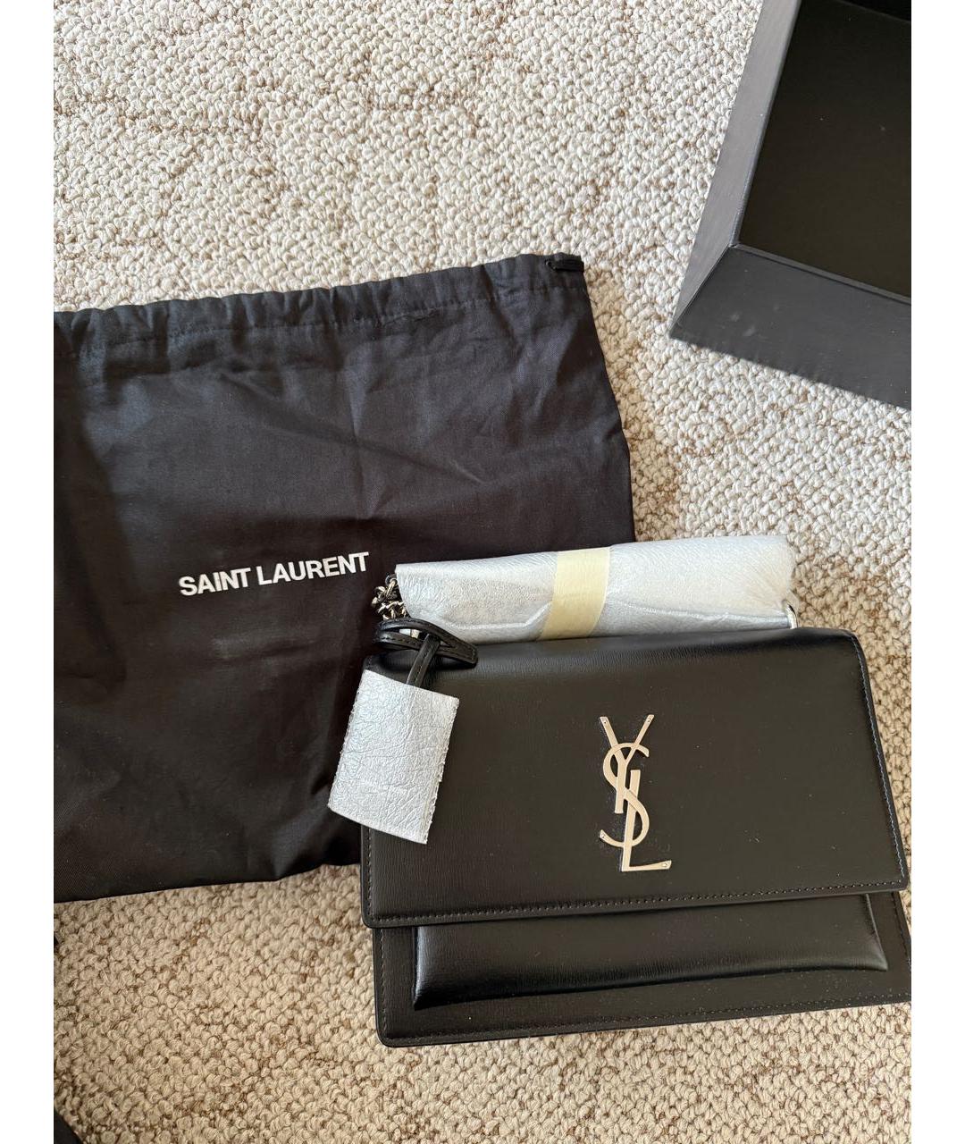 SAINT LAURENT Черная кожаная сумка через плечо, фото 5