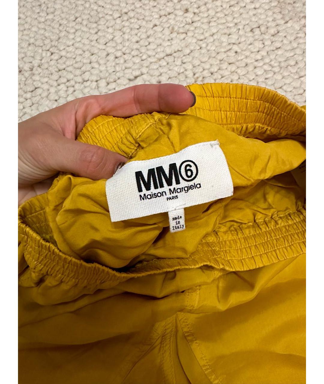 MM6 MAISON MARGIELA Горчичные шелковые спортивные брюки и шорты, фото 3