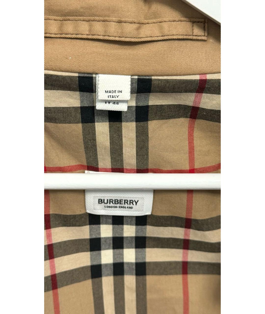BURBERRY Бежевый хлопковый тренч/плащ, фото 3