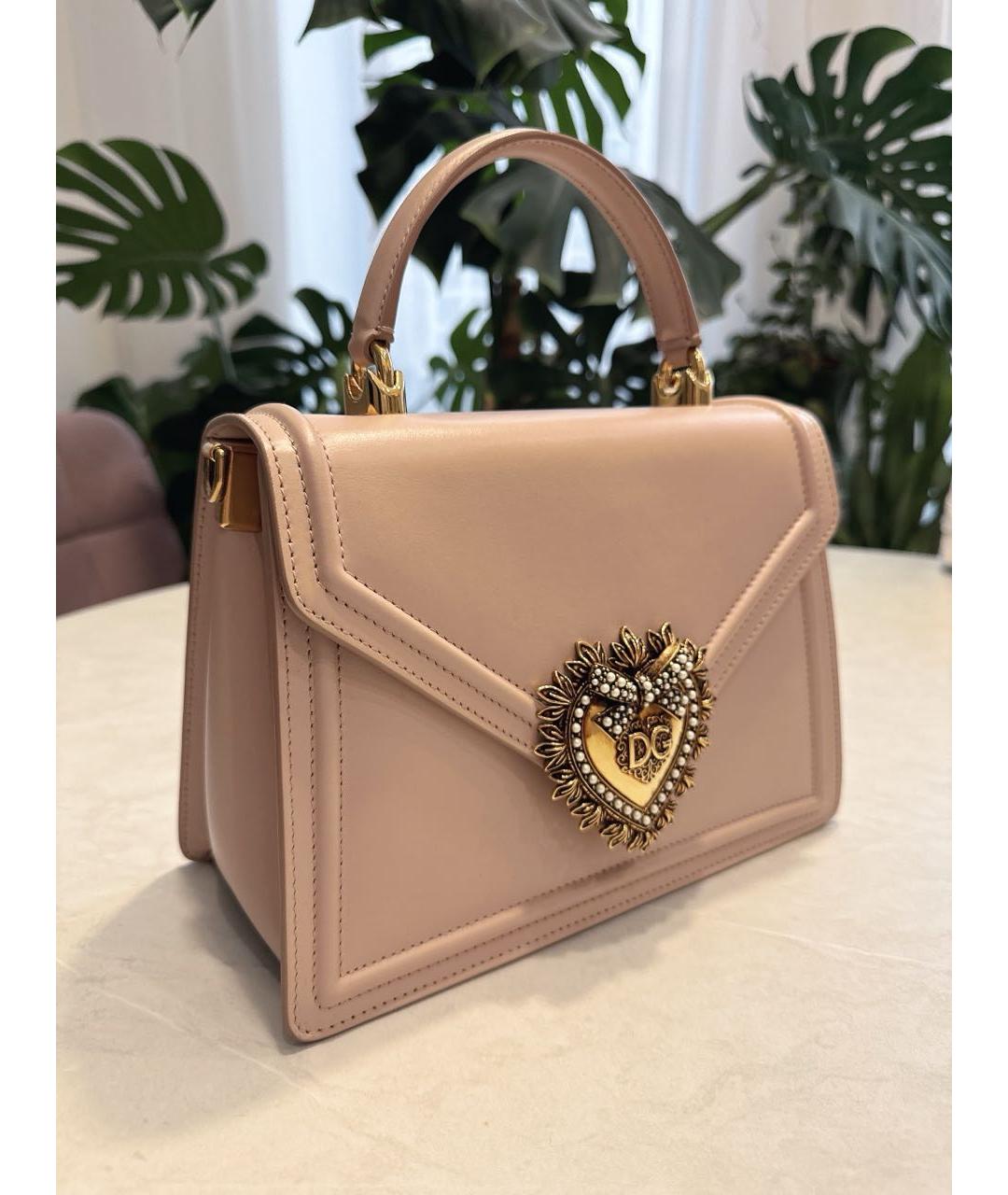 DOLCE&GABBANA Бежевая кожаная сумка с короткими ручками, фото 2