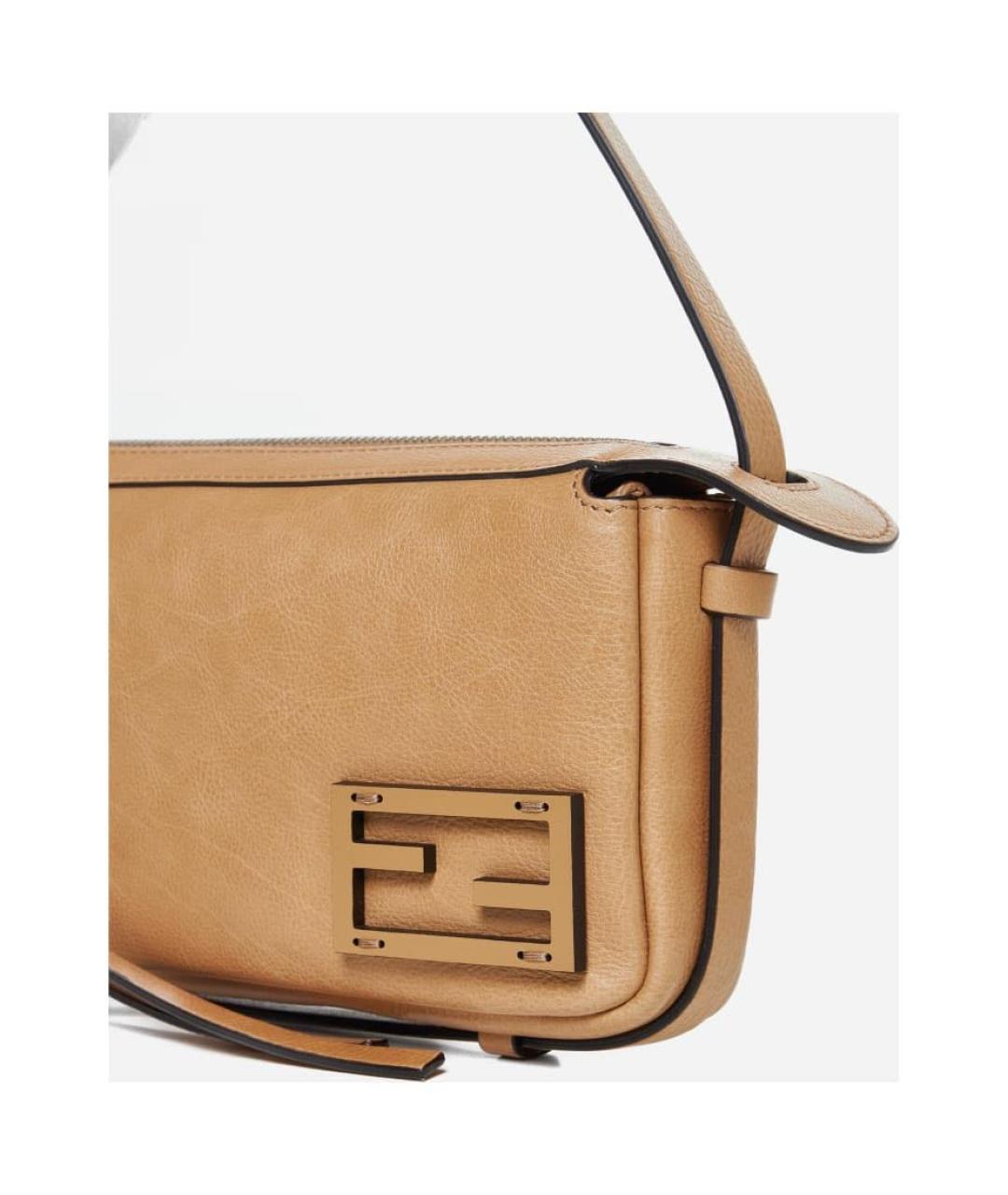 FENDI Бежевая кожаная сумка через плечо, фото 6
