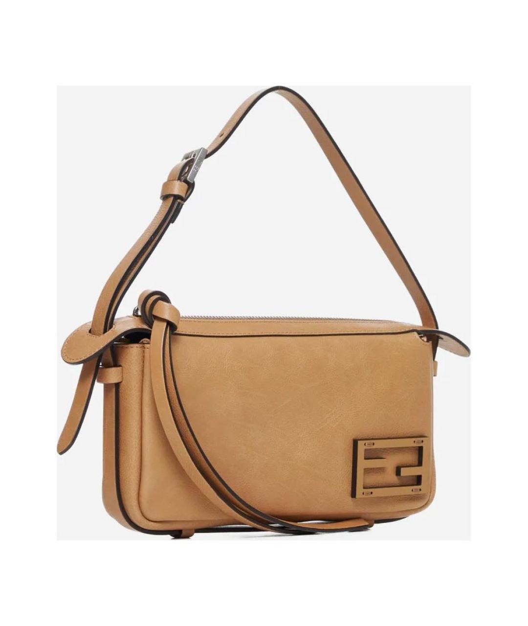 FENDI Бежевая кожаная сумка через плечо, фото 2