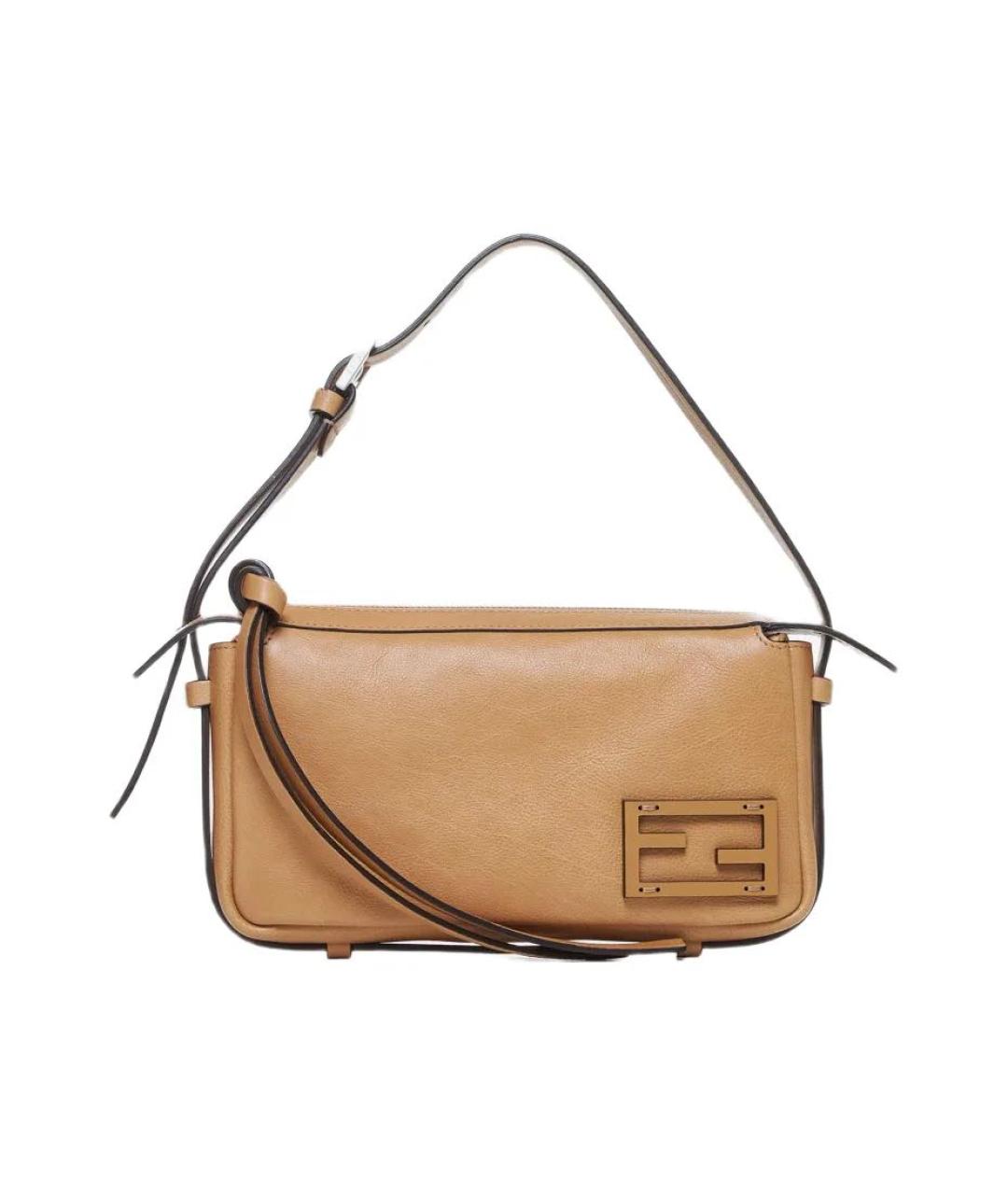 FENDI Бежевая кожаная сумка через плечо, фото 1