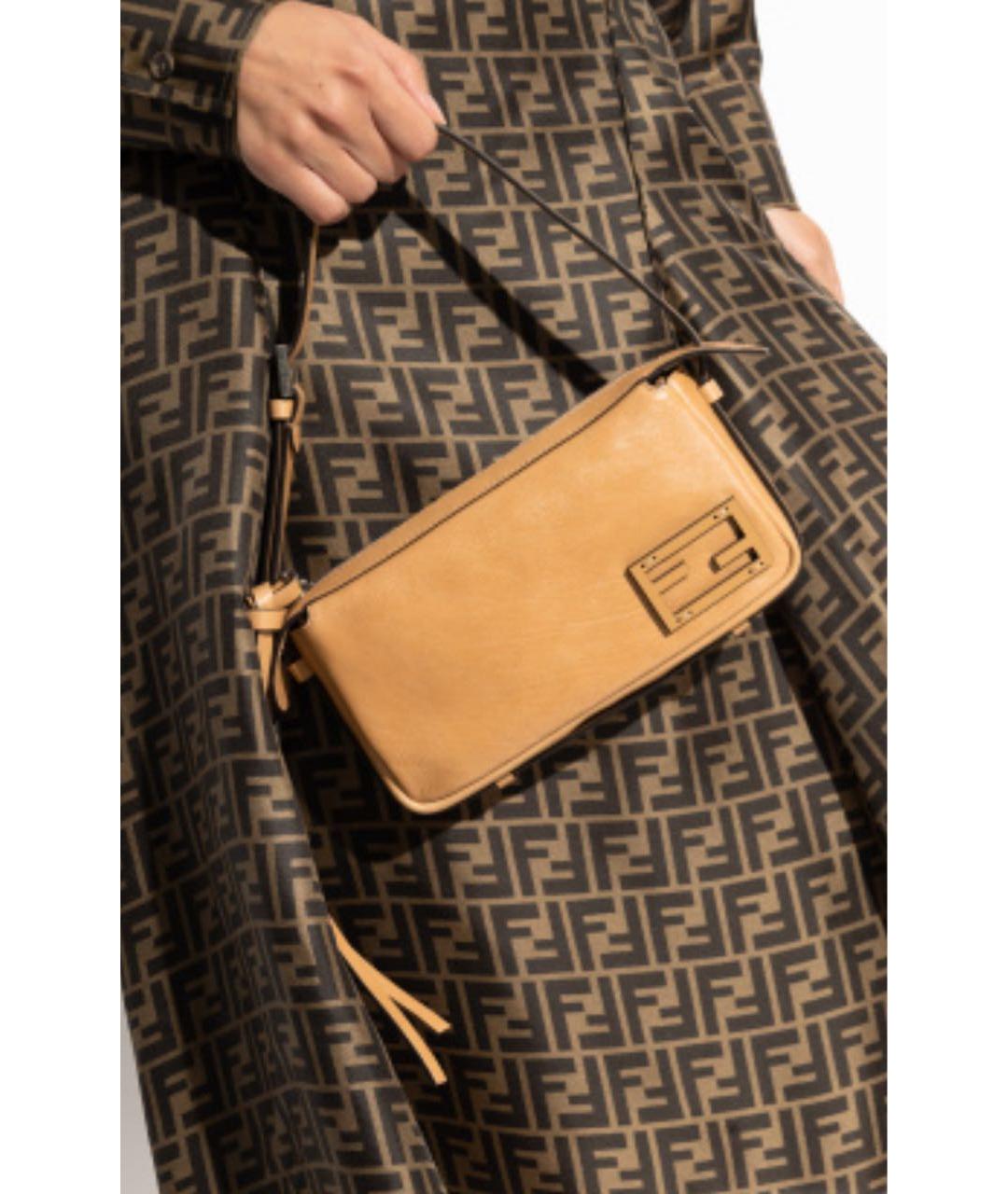 FENDI Бежевая кожаная сумка через плечо, фото 8